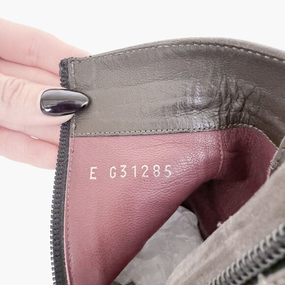 Chanel CC Turnlock Ankle Boots EU 38 US 7-7.5 Grey Suede High Block Heel Bootie - Picture 11 of 14